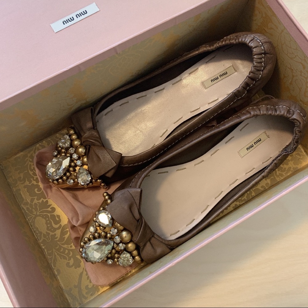 SOLD 💛 Miu miu Jeweled Ballet Flats 💎